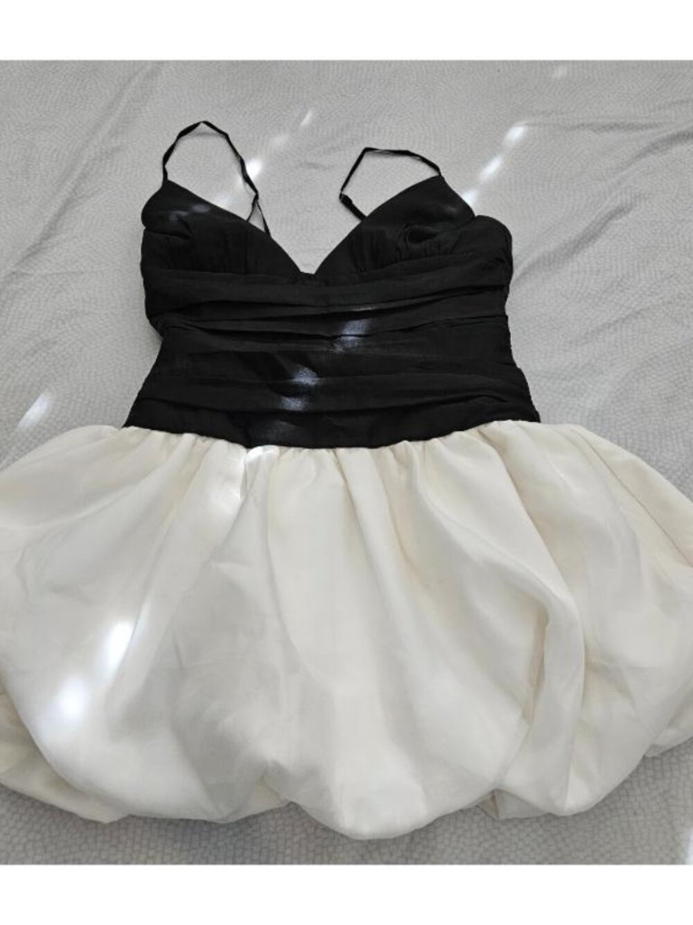 Dress, line and dot, S, Black/White Puff